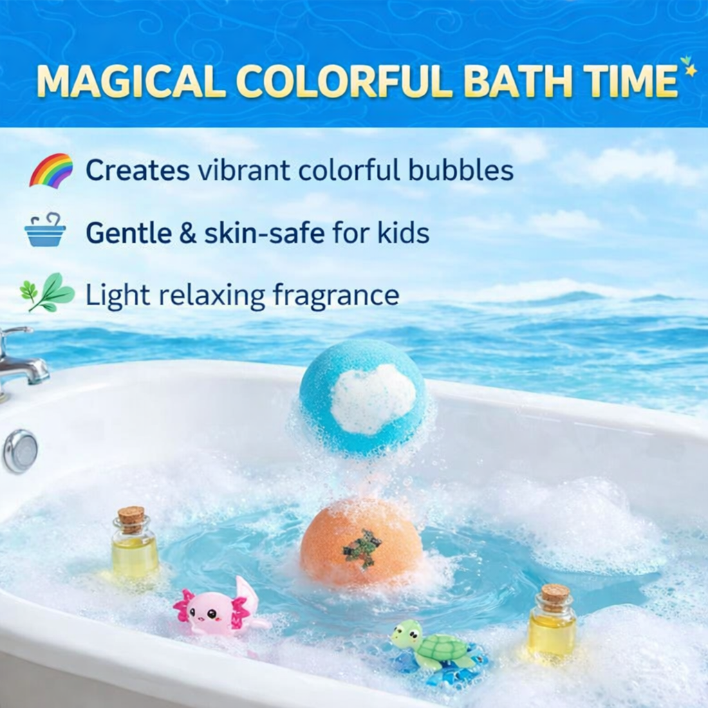 Kids Bath Bombs with Hidden Toys – 12 Colorful Surprise Bath Bomb Gift Set