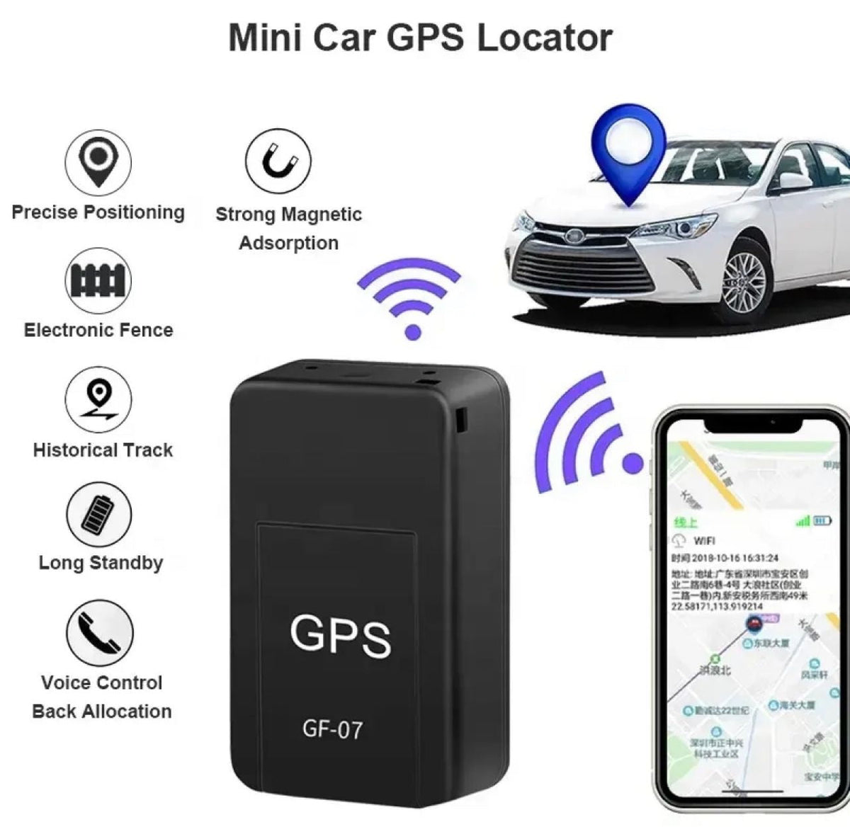 GPS Mini Tracker with Long Battery Backup – Real-Time Location Tracker for Car, Kids, Pets & Valuables