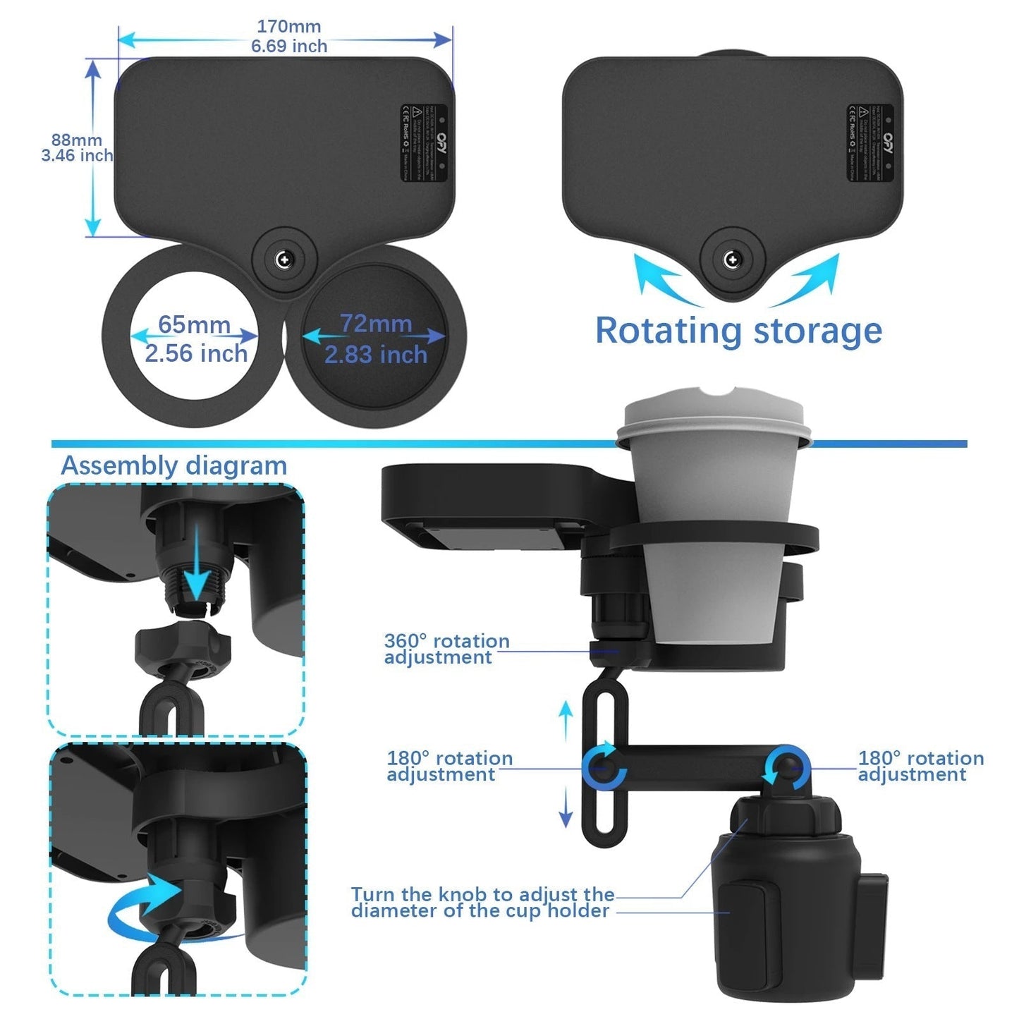 Car Cup Holder With Wireless Charging
