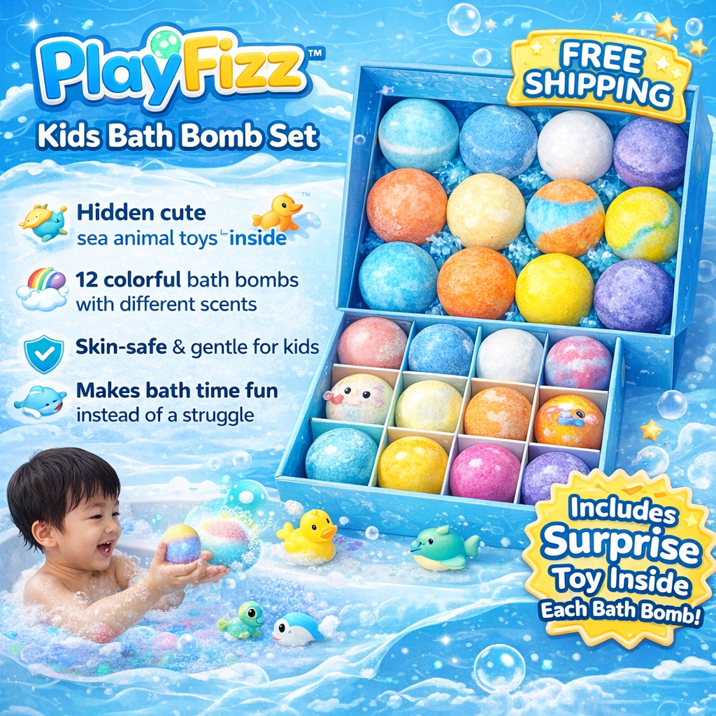 Kids Bath Bombs with Hidden Toys – 12 Colorful Surprise Bath Bomb Gift Set