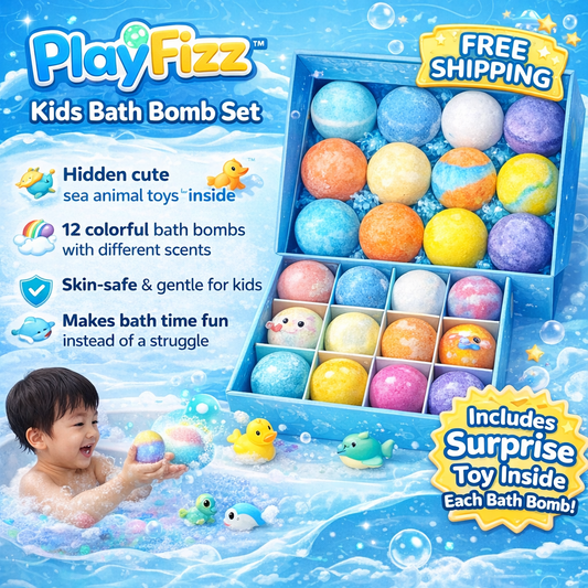 Kids Bath Bombs with Hidden Toys – 12 Colorful Surprise Bath Bomb Gift Set