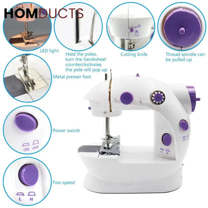 Portable Mini Sewing Machine with 2-Speed Control & Foot Pedal | Compact Home Stitching Machine